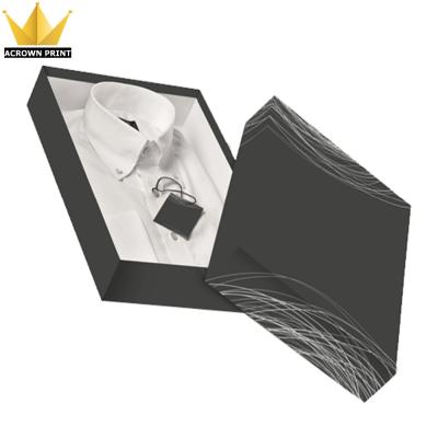 China Recyclable Mens Shirt Gift Packaging Matte Black Cardboard Michaels Clothing Box for sale