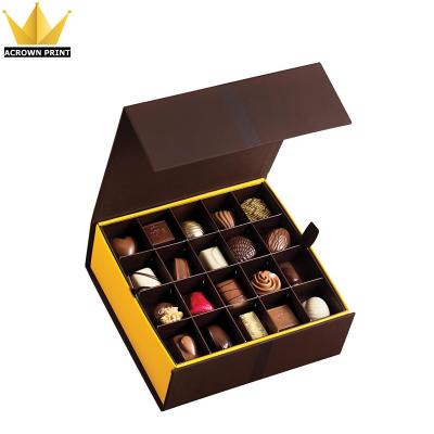 China Recyclable Luxury Truffle Gift Packaging Empty Chocolate Box With Canton Paper Divider for sale