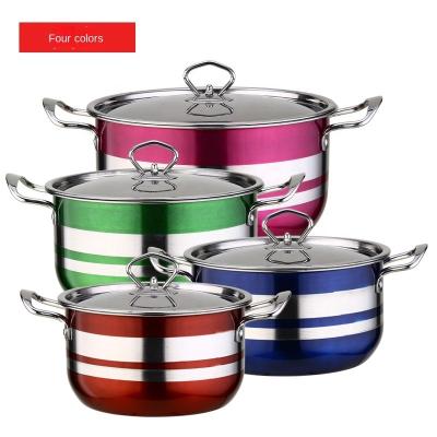 China Factory Sale Sustainable Cookware Set 8 Piece Cooking Pot Set Home Kitchen Cookware Stainless Steel With Double Handle for sale