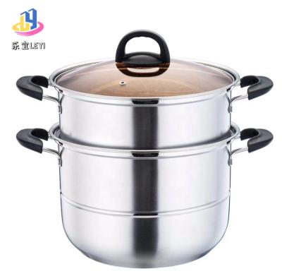 China High Quality German Stainless Steel 24cm Double Layer Soup Pot Steamer Cookware Set Multifunctional Custom Viable Large for sale