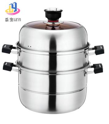 China 304 sustainable wholesale high quality stainless steel steamer pot with visible lid timed multilayer steamerfood steamer pot for sale