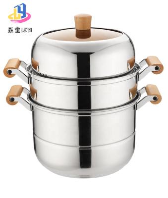 China High quality 304 stainless steel steamer pot 3layer kitchen stainless steel cookware set viable for sale