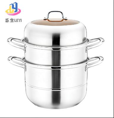 China Viable Wholesale High Quality 3 Layers Steamer Stainless Steel Steamer Cooking Pot With Bakelite Handle Home Cooking Pot for sale