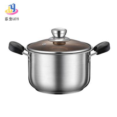 China Viable wholesale high quality cookware multiple sizes stainless steel soup and stock pot with double handle for gas stove for sale