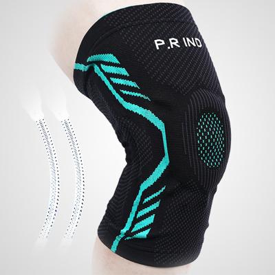 China Adult Customizable Knitted Nylon Elastic Knee Pads Silicone Knee Brace Compression Knee Support Running Basketball Weightlifting for sale