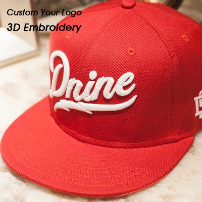 China JOINT Classic Structured Mens Wool Gorras 3D Embroidery Cotton Yupoong Flat Custom Baseball Fitted Nets Snapback Hats Sport Hats for sale