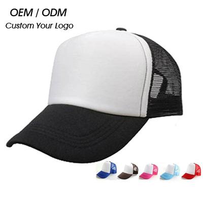 China Sports JOINT Hat Hip Hop Plain Polyester White Embroidery Custom Logo Baseball Foam Mesh Trucker Hat With Rope for sale