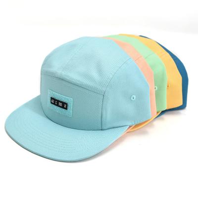 China breathable & Waterproof 2022 Custom Printed Logo Flat Brim Camp Running Hat Lightweight 6 Panel Premium Multicolor Camp Hat for sale