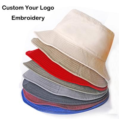 China Wholesale Formal Cotton Visor Sun Customized Logo Embroidery Bucket Hat Fisherman Single Double Sided Bucket Hat Designed Women Custom for sale