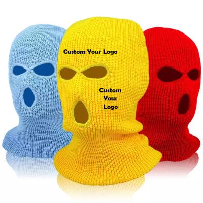 China CS JOINT Motorcycle Windproof Full Face Knit Hats Custom SkiMask Men Winter Warm Wool Balaclava Knitted 3 Hole Ski Mask for sale