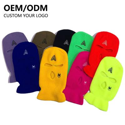 China Wholesale Custom Logo Women's Winter Multicolor Knit Full Face Cover 3 Hole Balaclava Custom Ski Mask for sale