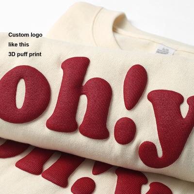 China 100% Cotton Plain Oversized T-shirt Heavy Anti-Wrinkle Custom Foam 3d Screen Logo Men Puff Print Tee Tee for sale