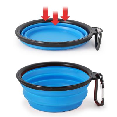 China Fashionalbe Amazon Hit Custom Logo Foldable Silicone Pet Water Bowl Travel Dog Bowl for sale