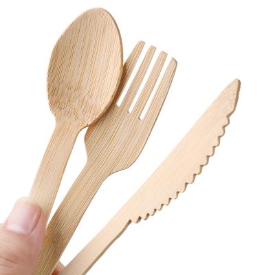 China Biodegradable Eco Friendly Disposable Bamboo Set Stocked Utensils Cutlery for sale