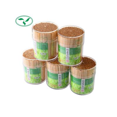 China 7-11 Round Box Disposable High Quality Disposable Bamboo Toothpicks With Plastic Box for sale