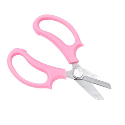 China Logo Floral Tools Garden Flower Scissors Pruning Shears Anti-Slip Handle Customized with Pink Handle for sale