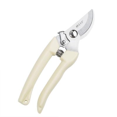 China Anti-Slip Handle Garden Shears Pruning Clips Durable Spring Scissoring Action Curved Blade Scissors With PP Handle for sale