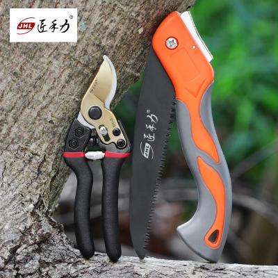 China Customized Luxury Orange Spring Garden Pruner Good Quality Garden Tool Hand Sharp Pruner Steel Accessory Anti Slip Metal Handle Anti for sale