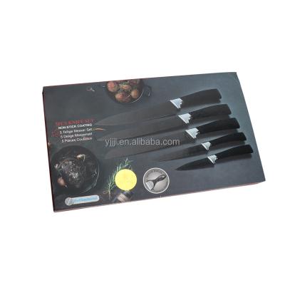 China Durable 5 Piece Black Handle Tool Kit Kitchen Appliance Stainless Steel Color Box for sale