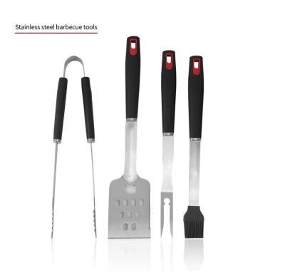 China Easily Cleaned Stainless Steel 4 Piece BBQ Set, Plastic Handle BBQ Combination Tool for sale