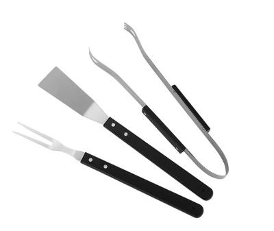 China BarbecQ Hot Selling Easily Cleaned 3 Piece Stainless Steel BBQ Handle Wood Tool Kit for sale