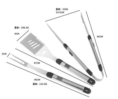 China Hot Selling Easily Cleaned BBQ Plum Handle Stainless Steel Barbecue Set 3 Sets Of BBQ Tools for sale