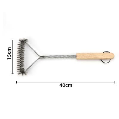 China Household BBQ Cleaning Brush Oak Handle Triangle Brush for sale