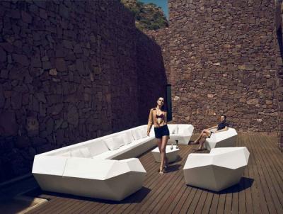 China Muebles al aire libre tapizados modernos del estilo del diamante de la fibra de vidrio del sofá de Vondom Faz en venta