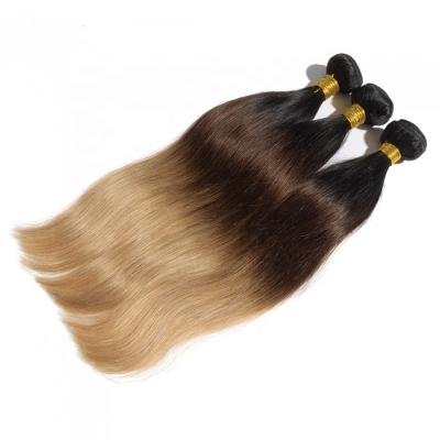 China Silky Straight Wave Wholesale Ombre 1b 4 27 straight hair bundle , cuticle aligned virgin hair vendors ombre human hair for sale