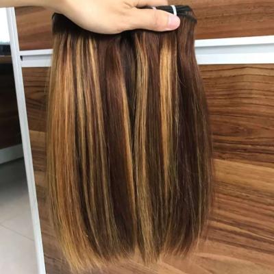 China Superb Double Drawn Hair Highlight Hair Extension Ombre Weave Natural Hair Bundles 4/30 Remy Hair Extensions Indian Straight for sale