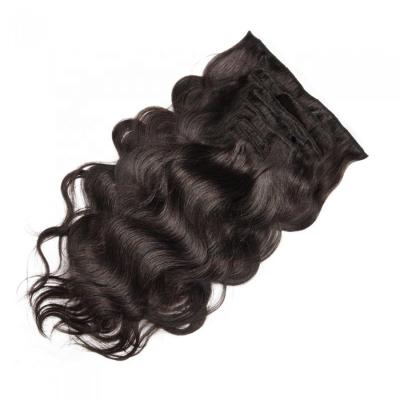 China #2 Darkest Brown Double Machine Wavy Clip In Hair Extension Brazilian Remy Hair Body Wavy Clip In Hair for sale