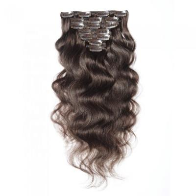 China Double machine wave brazilian hair seamless clip in hair extension for white woman, hair clip in extensions for sale