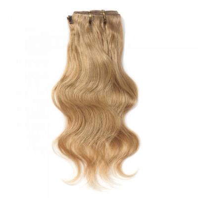 China Wholesale Hair Extensions 120g Dual Machine Wave Clip Ins 100% Virgin Body Wave Remy Hair Clip In Hair Extensions for sale