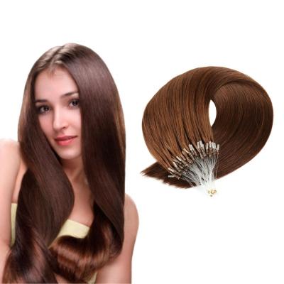 China 1g/strand Silky Straight Micro Wave Brazilian Micro Link Bead Hair Extensions Ring Hair Extensions Chocolate Brown for sale