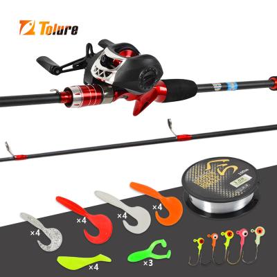 China Carbonfiber Tolure 1.65m 1.8m 2 sections full kit fishing rod set reel combo spinning fishing rod reel combo set for sale