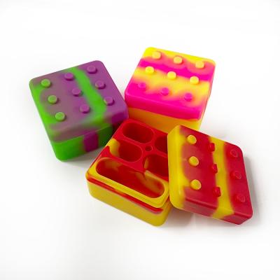 China Fast Shipping 26ML Square Silicone Box 4+1 Wax Container Silicone Jar Freshness Preservation for sale