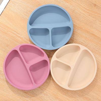 China Viable Bpa Free Toddler Food Led Weaning Self Feeding Non Slip Handle Dinner Dish Set Divided Suction Silicone Baby Dish for sale