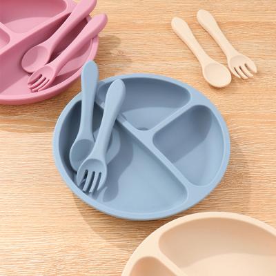 China Hot Selling Silicone Sustainable Kids Food Grade Dinner Dish BPA Free Eco Friendly Baby Food Feeding Dish for sale