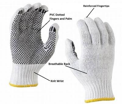 China Seamless Cotton Knitted Gloves PVC Dot Cotton White PVC Dotted Gloves Safety Hand Work Gloves for sale