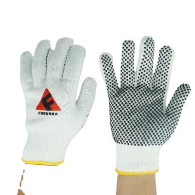 China PVC Dotted Gloves Bleached White Cotton Glove Knit PVC Dotted Work Gloves With PVC Dots for sale