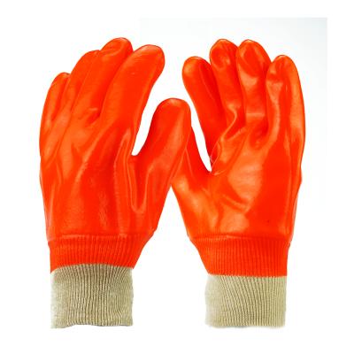 China PVC Coated Gloves Orange PVC Fully Coated Work Chemical Resistant PVC Coated Work Gloves for sale