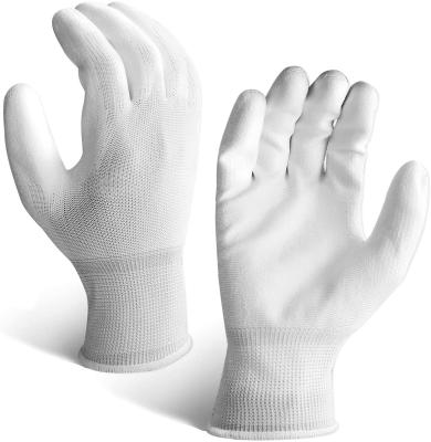 China PU Gloves String Knit White Nylon Polyester PU Gloves PU Coated Work PU Palm Working Gloves for sale