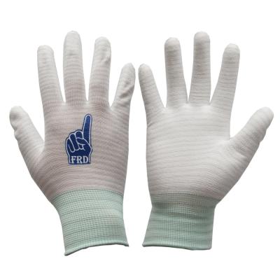 China Comfortable 13 Gauge Knitted Electronic White PU Coated Gloves Guantes Palm Coated for sale