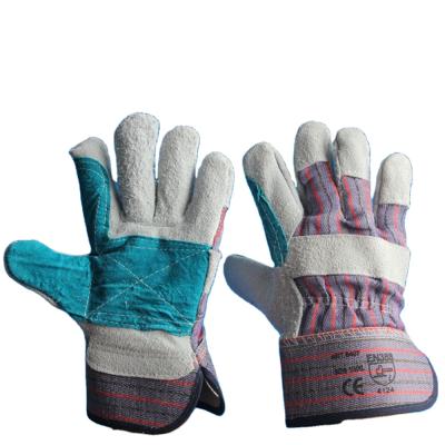 China Comfortable Working Cow Split Leather Gloves With Reinforcement On The Palm for sale