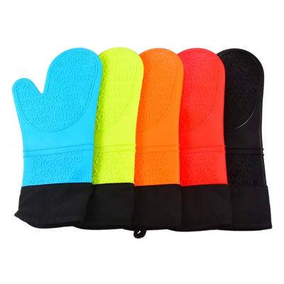 China Oven Glove Mitts For Grill Silicone Mitts Silicone Cotton Coating Anti Heat Resistant Cooking for sale