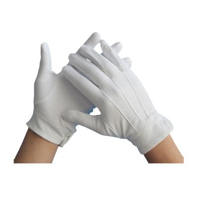 China Breathable 100% cotton dress glove with raised stitching on the back for sale