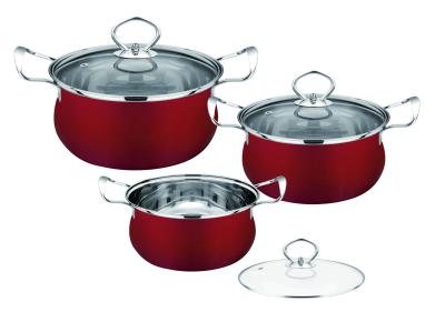 China Red Kitchen Pots And Pans Set , Stainless Steel Cookware Sets Easy Cleaning for sale