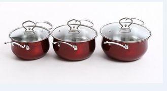 China Non Stick Red Pots And Pans Set For Induction Cooker Professional Elegant Design for sale