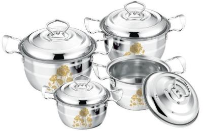 China Silver Stainless Steel Cooking Pans , 8 Sets / Ctn Stainless Steel Sauce Pot for sale