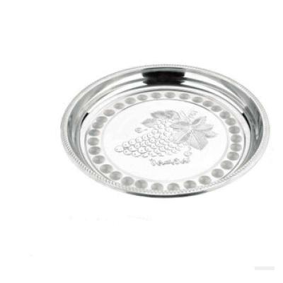 China Round Shape Stainless Steel Tray Corrosion Resistant Embossed Silver Color for sale